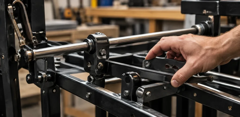 Hand adjusting the linkage on a sofa bed mechanism