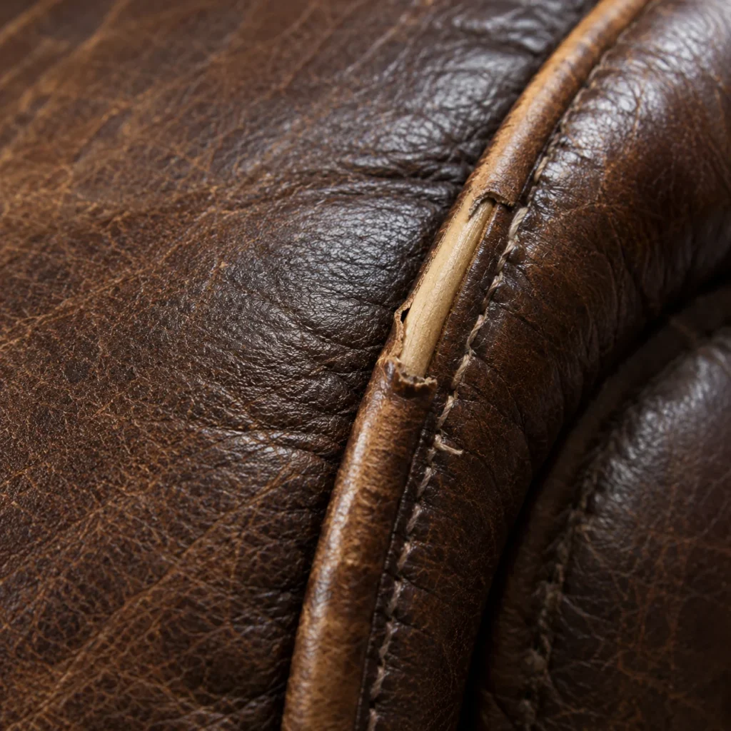 Burst welts on antique leather