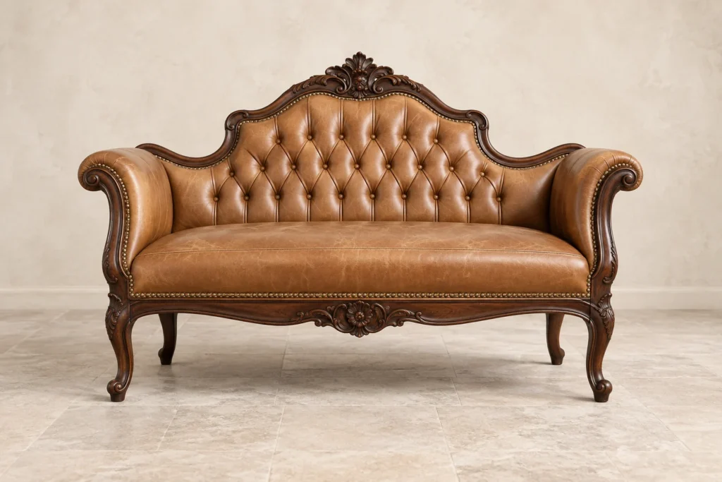 Victorian Settees — antique leather furniture
