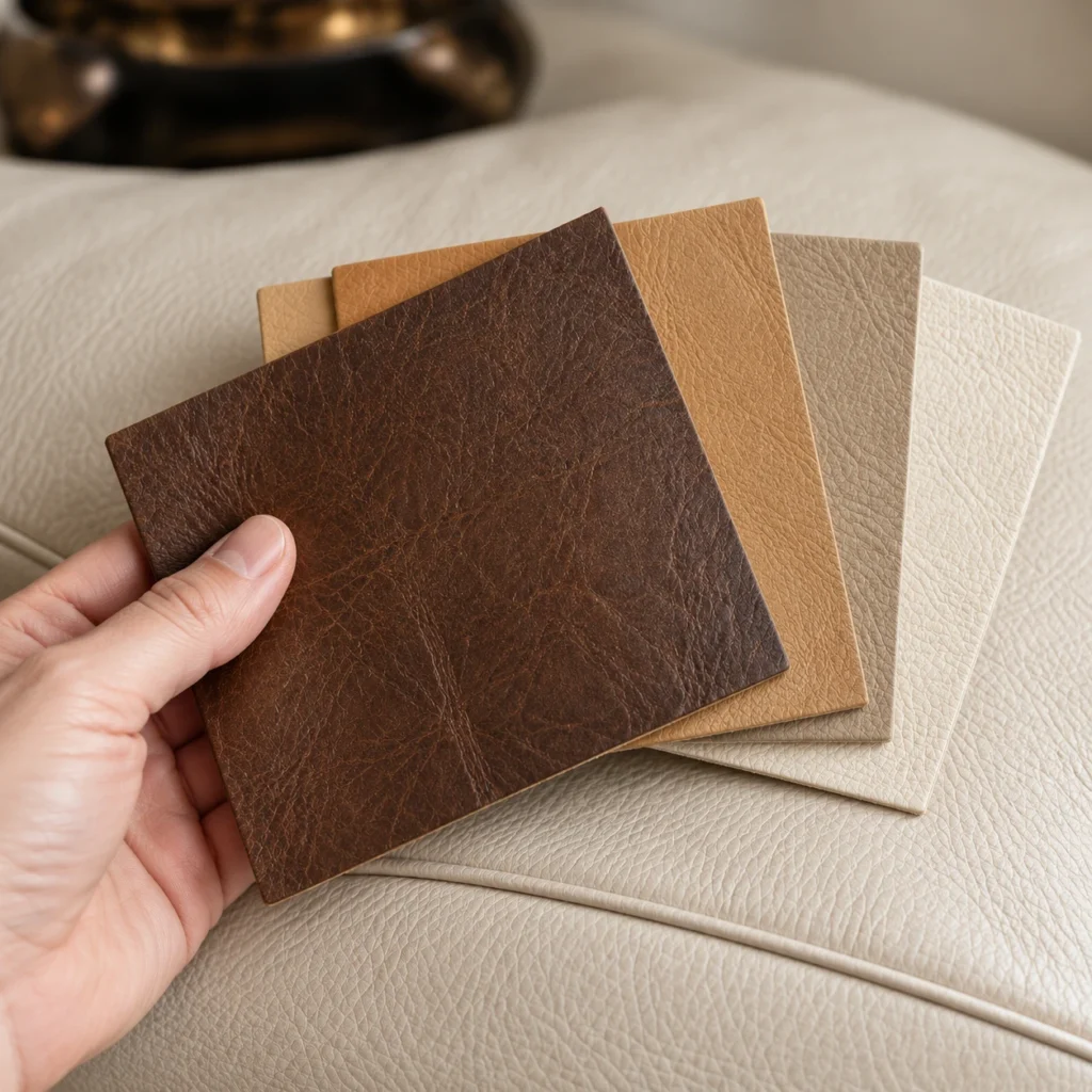 An approved leather color sample