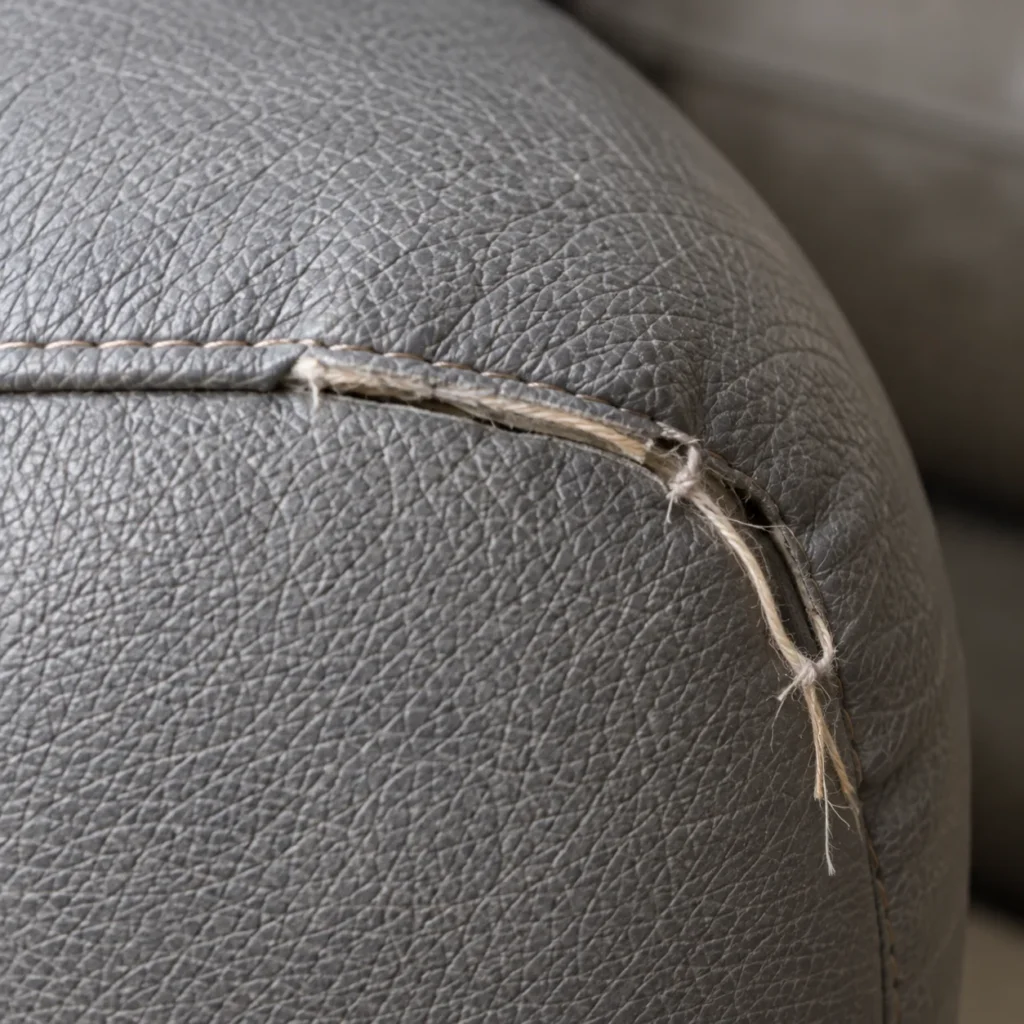 Leather armrest damage: open seam
