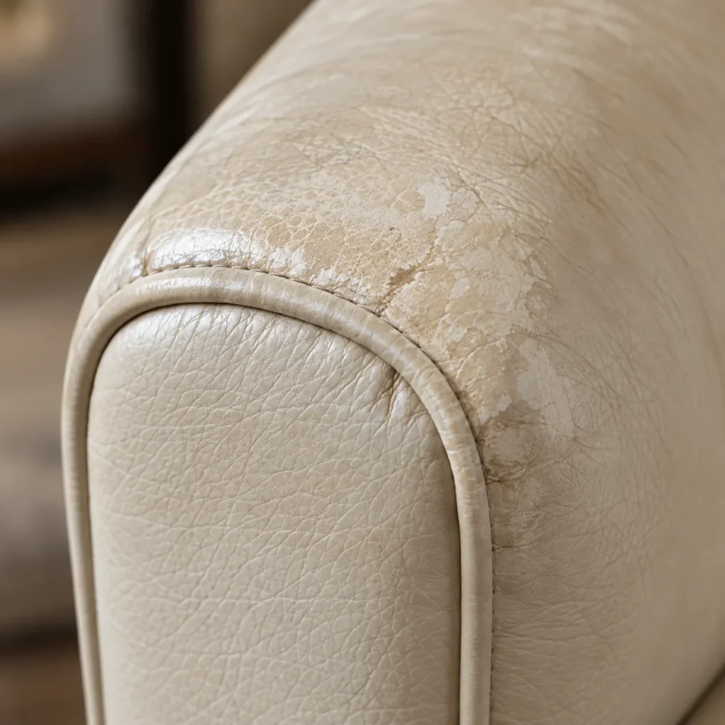 Leather armrest damage: worn finish