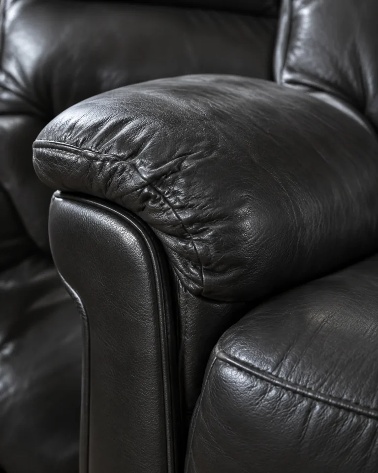 Recliner arm in leather