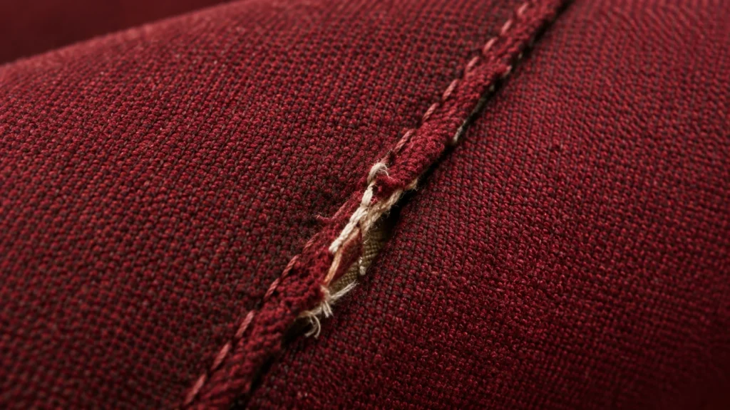 Split seams on an auditorium seat