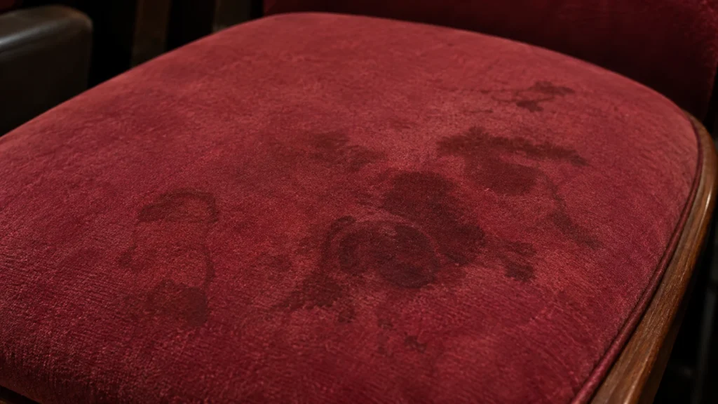 Stains on an auditorium seat