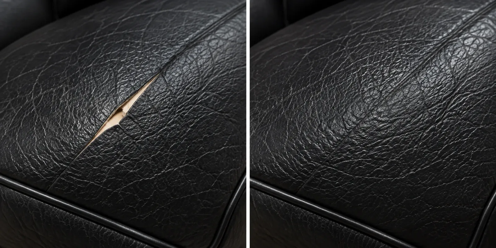 Slit in a black panel: tears & holes before and after repair
