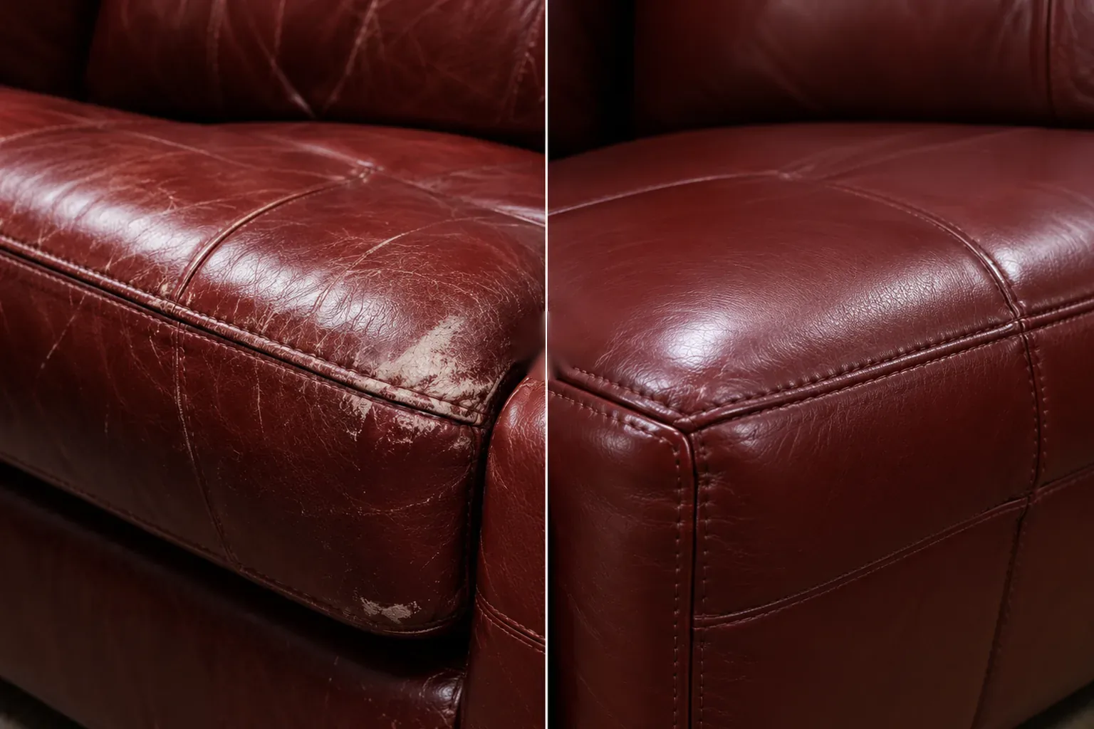 Burgundy arm: cracks before and after repair