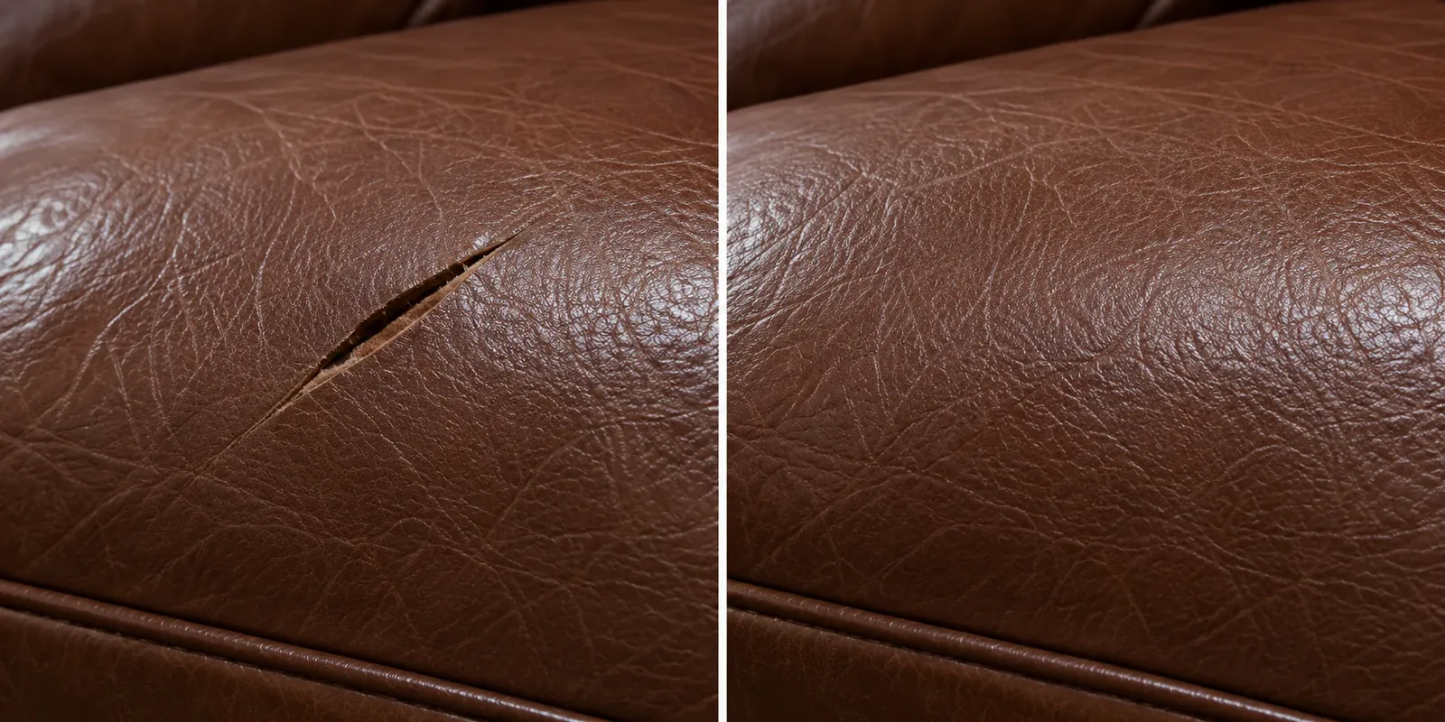 Slit across a seat: tears & holes before and after repair
