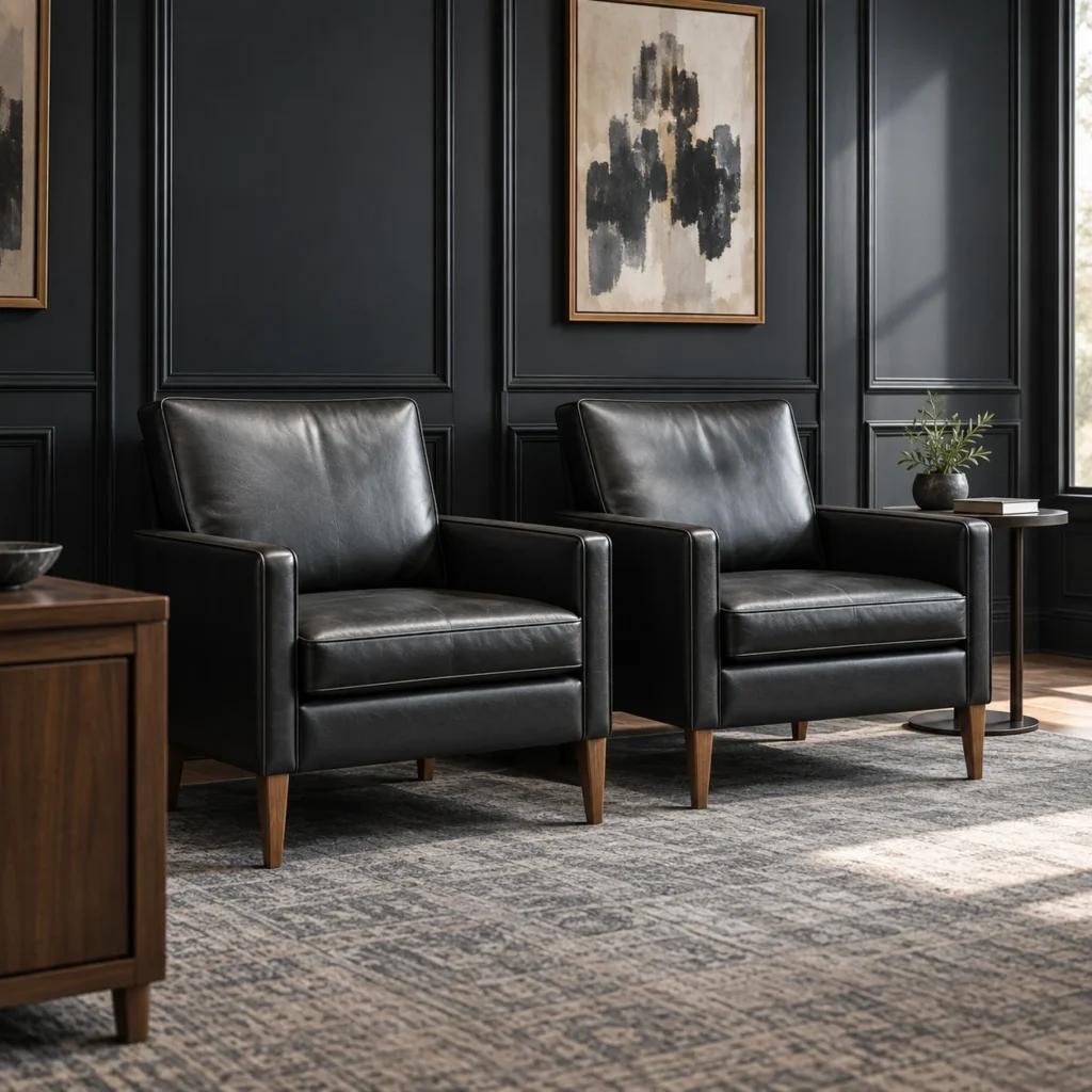Leather armchairs in a Connecticut reception area