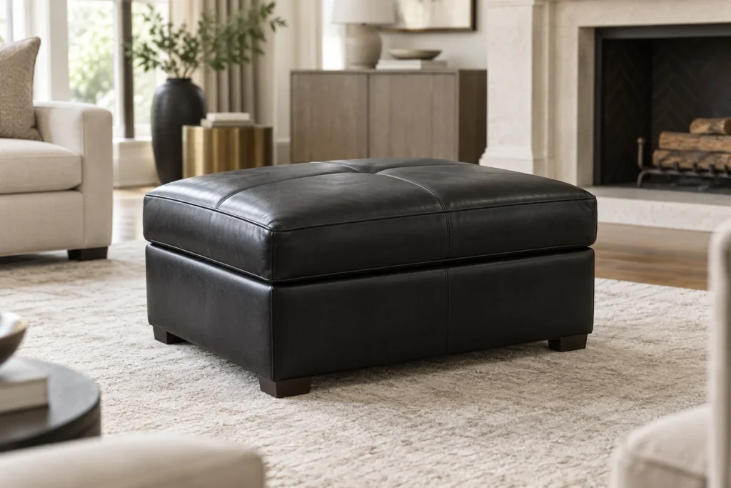 Cocktail leather ottoman