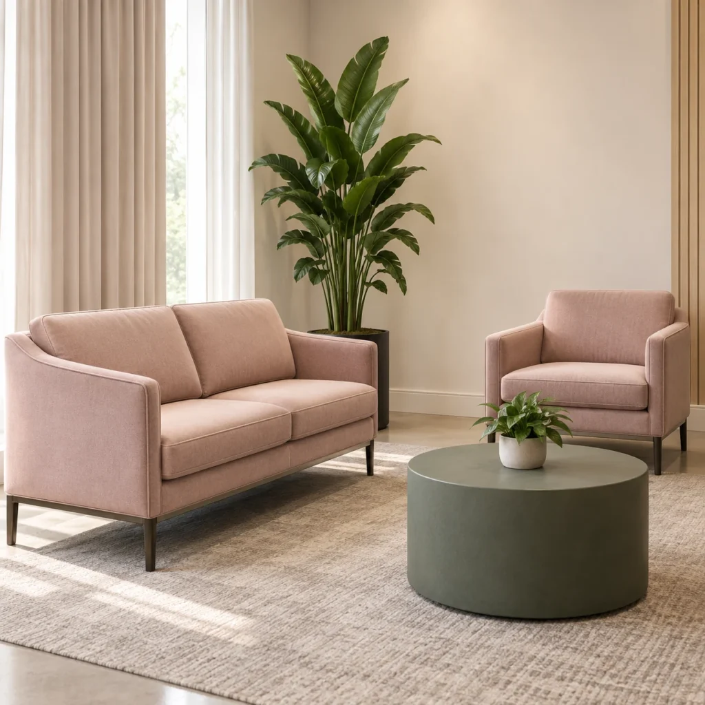 Loveseats in a lobby
