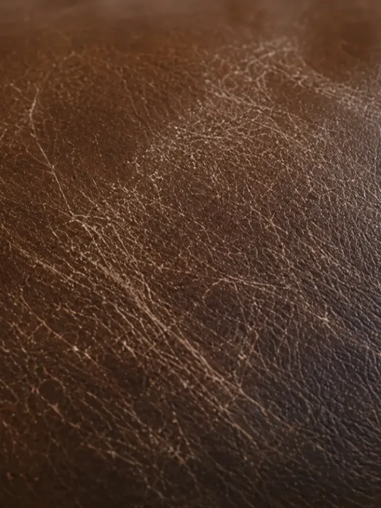 A close view of crazing on booth leather