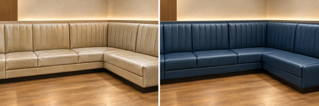 A hotel banquette run before and after
