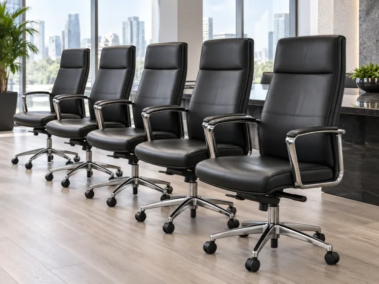 A long row of executive chairs in a bulk project