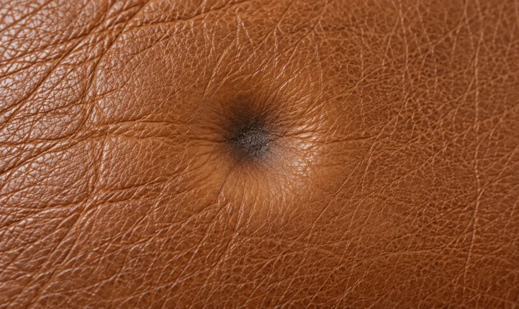 Heat mark on leather