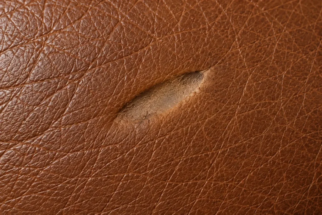 Surface scorch on leather