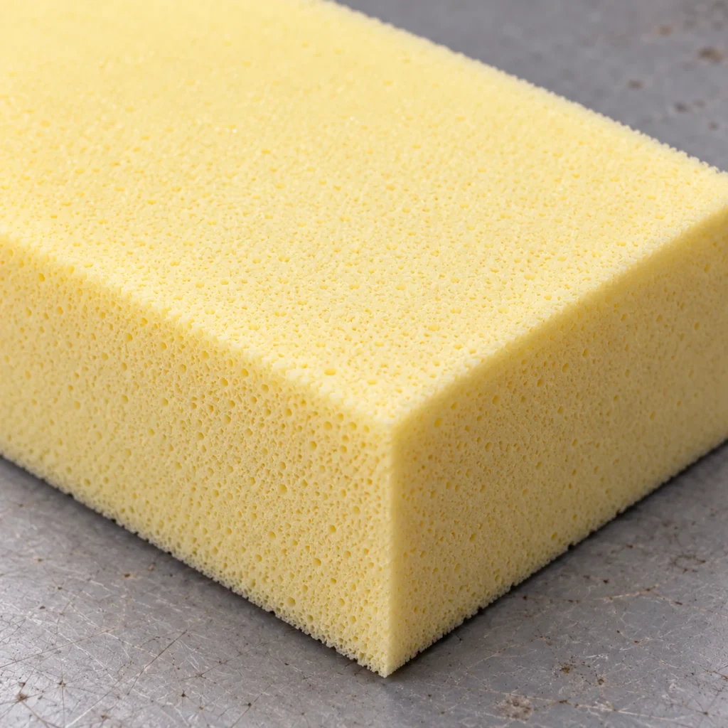 A density sample block of bus seat foam