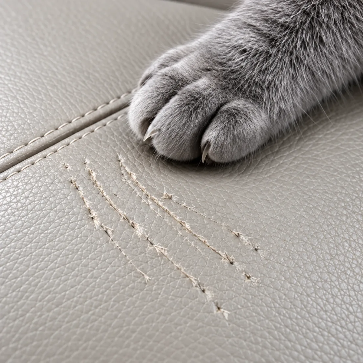Cat scratches on leather