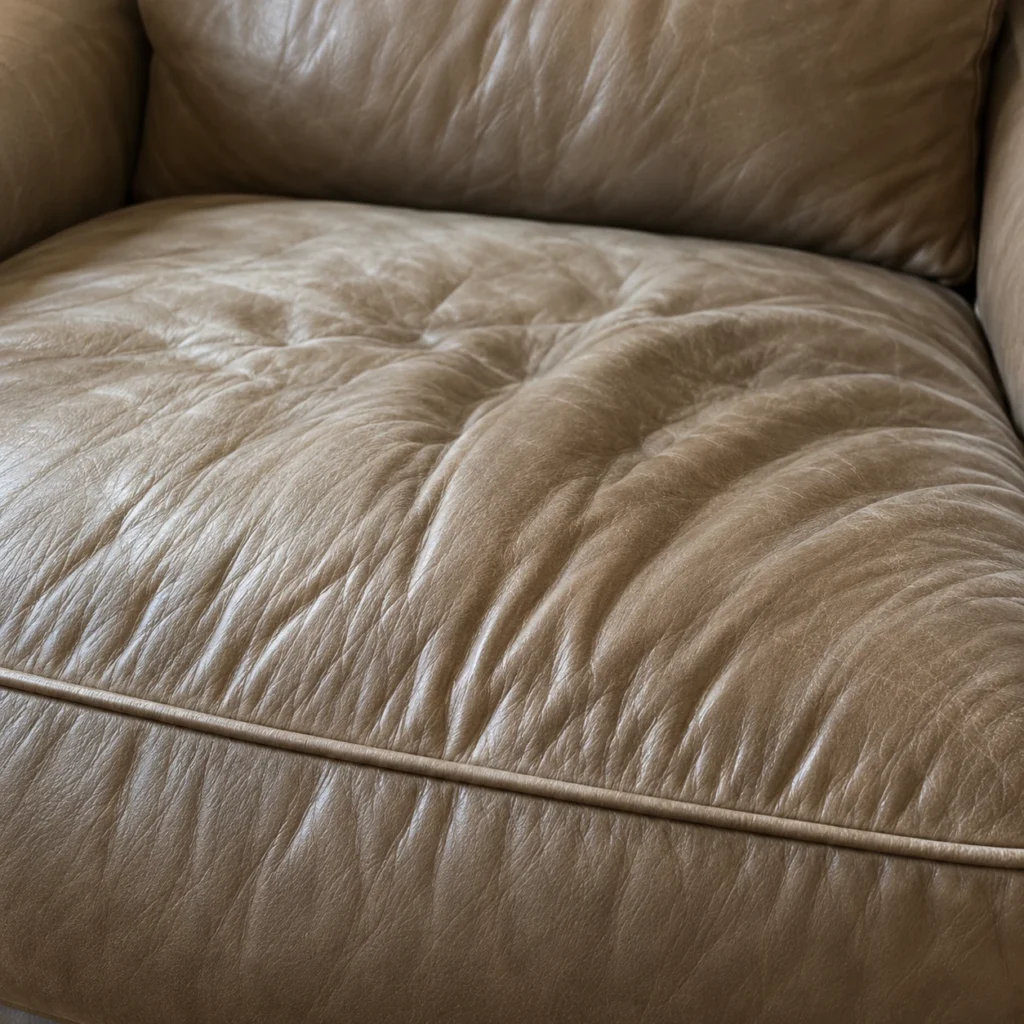 Leather chair ready for new upholstery: a seat that sags