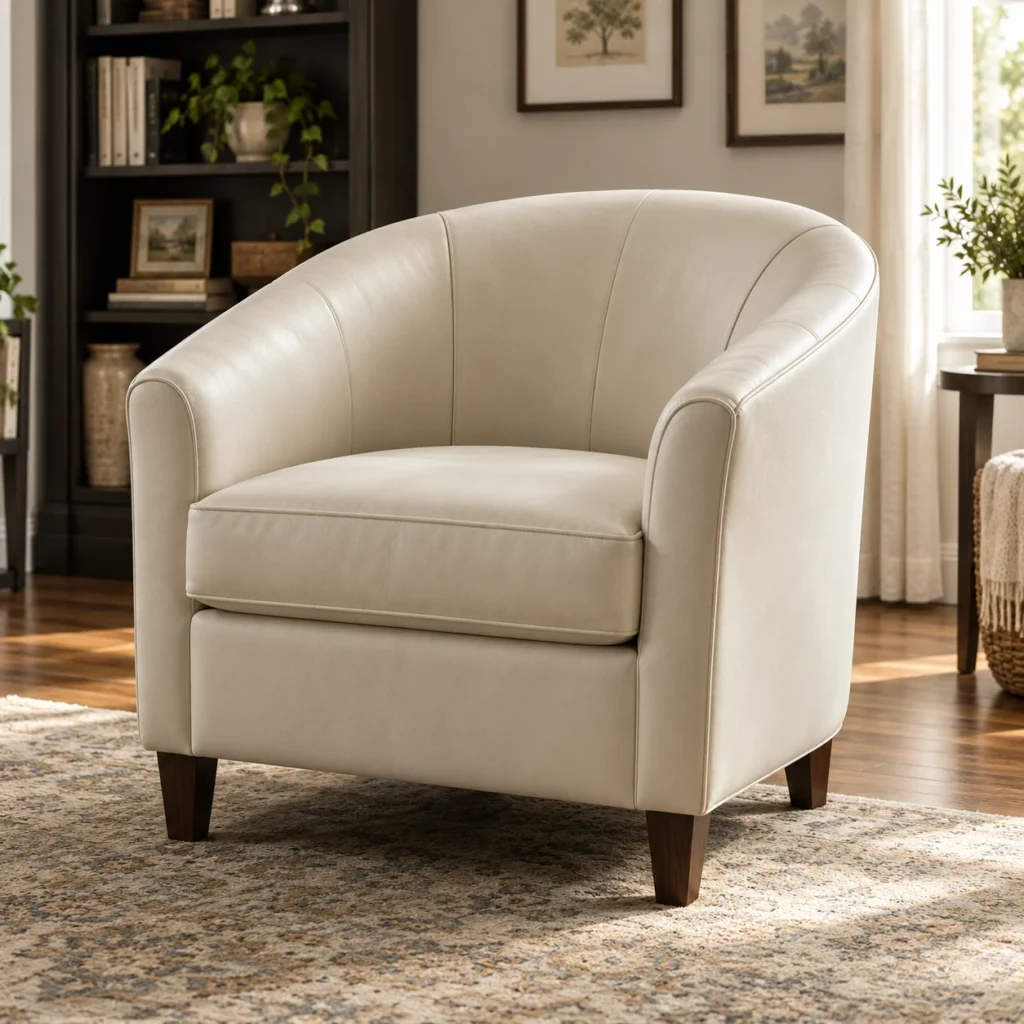 Leather barrel chair