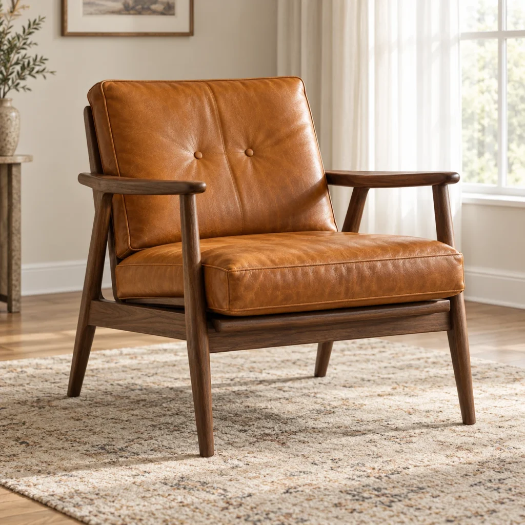 Leather mid-century lounger