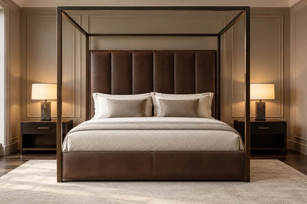 Tufted & Canopy in a bedroom