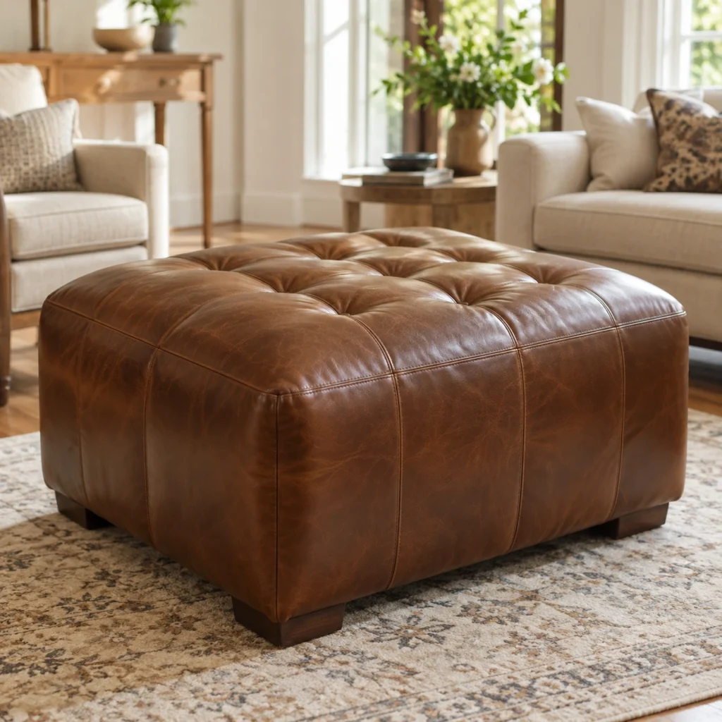 Leather ottomans ready for cleaning