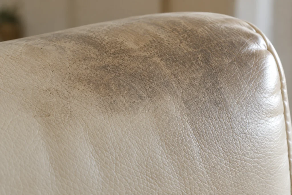 Dirty leather: grey headrest