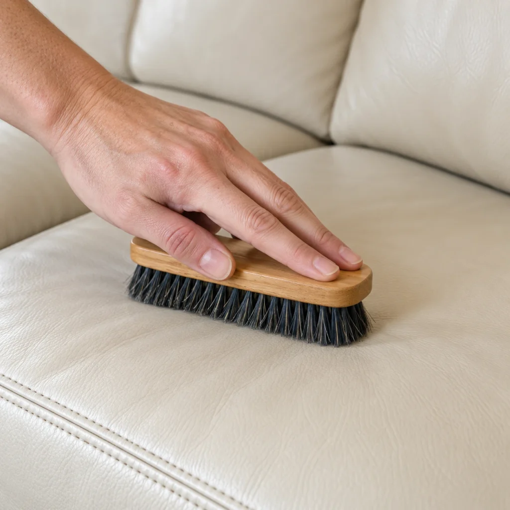 Leather cleaning step: brush