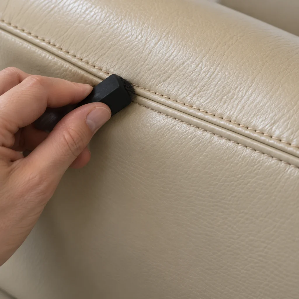 Leather cleaning step: detail