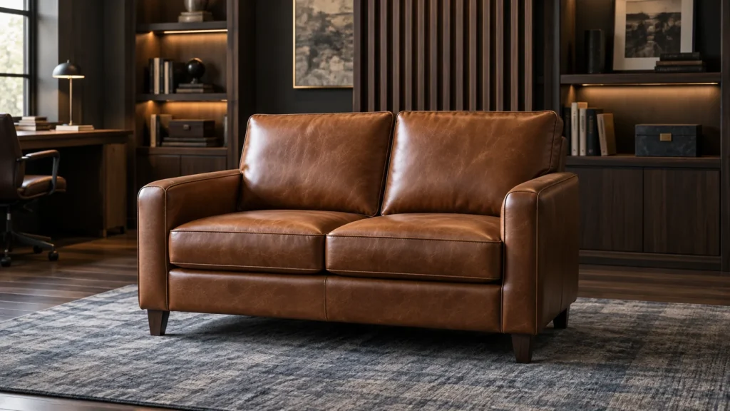 Office and den style leather loveseat