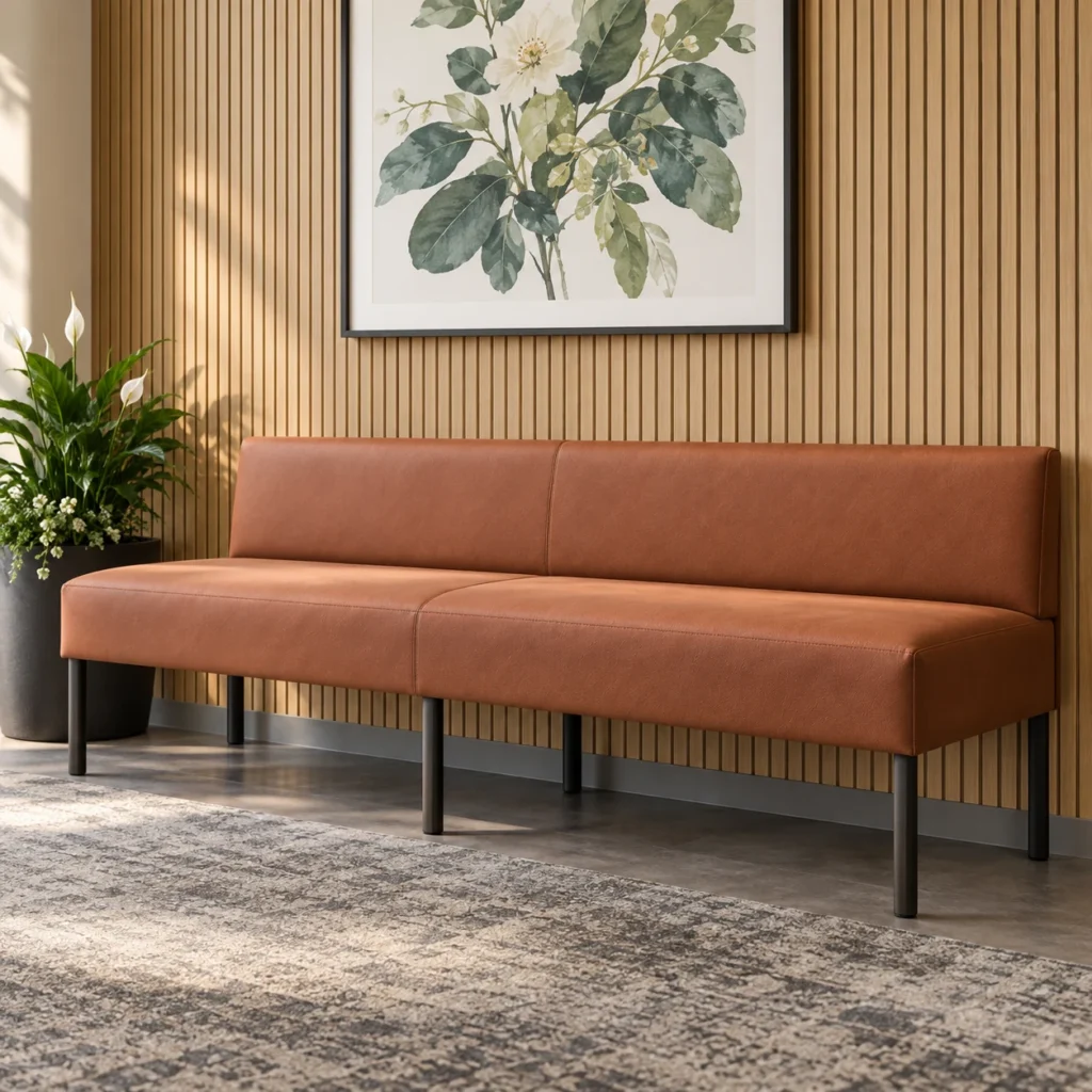 Benches in a Connecticut reception area