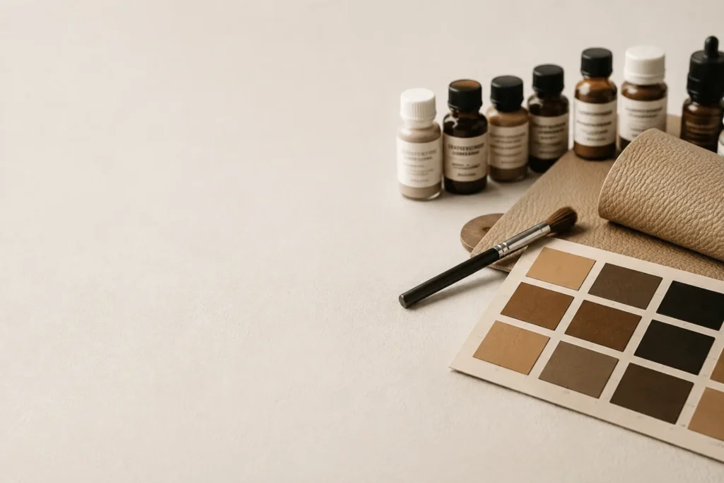 Leather color matching: mix and test