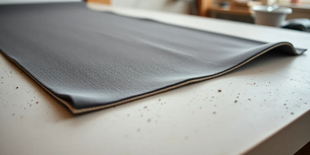 The cut edge of a commercial vinyl roll