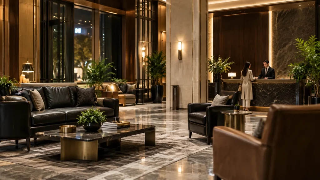 A concierge lounge in a residential building