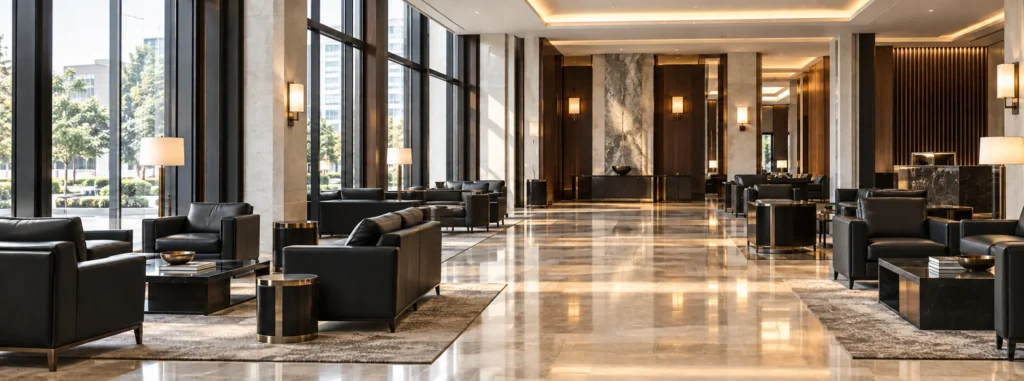 Hotel lobby seating under contract coverage