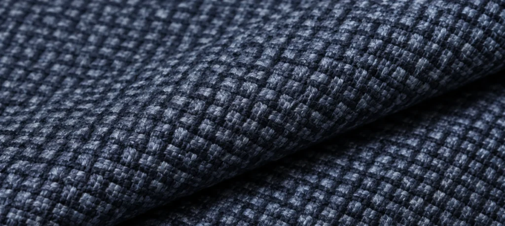 A navy performance fabric sample for contract use