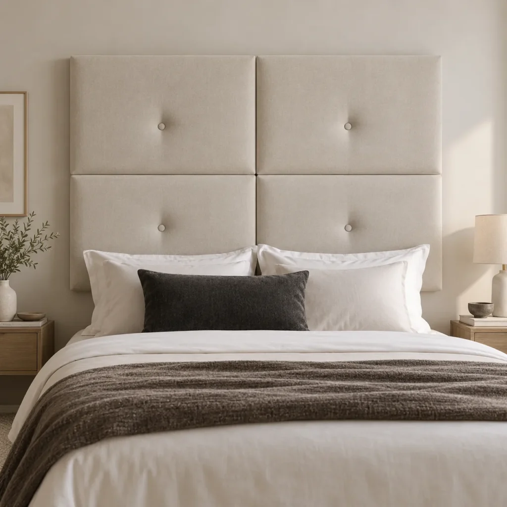 Buttoned panels headboard