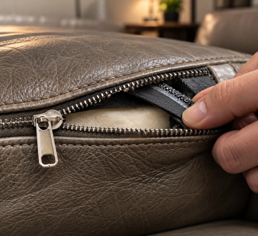 Leather cushion problem: broken zipper