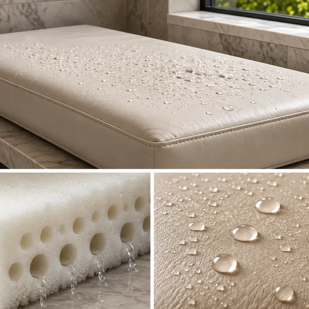 Inside view of a wet-area cushion build