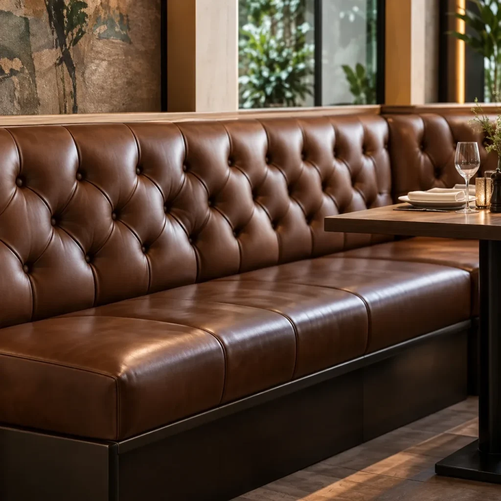 Made-to-measure cushion on booths and banquettes