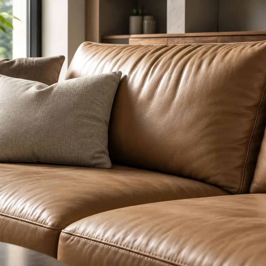 Completed made-to-measure cushion work, leather pillows