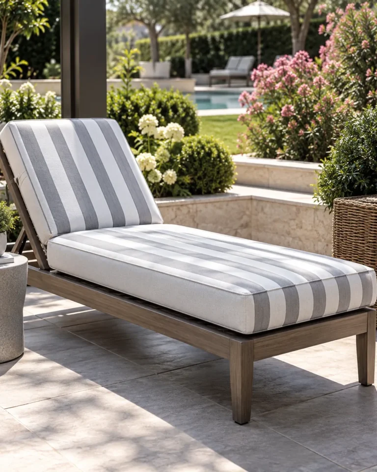 Completed made-to-measure cushion work, poolside