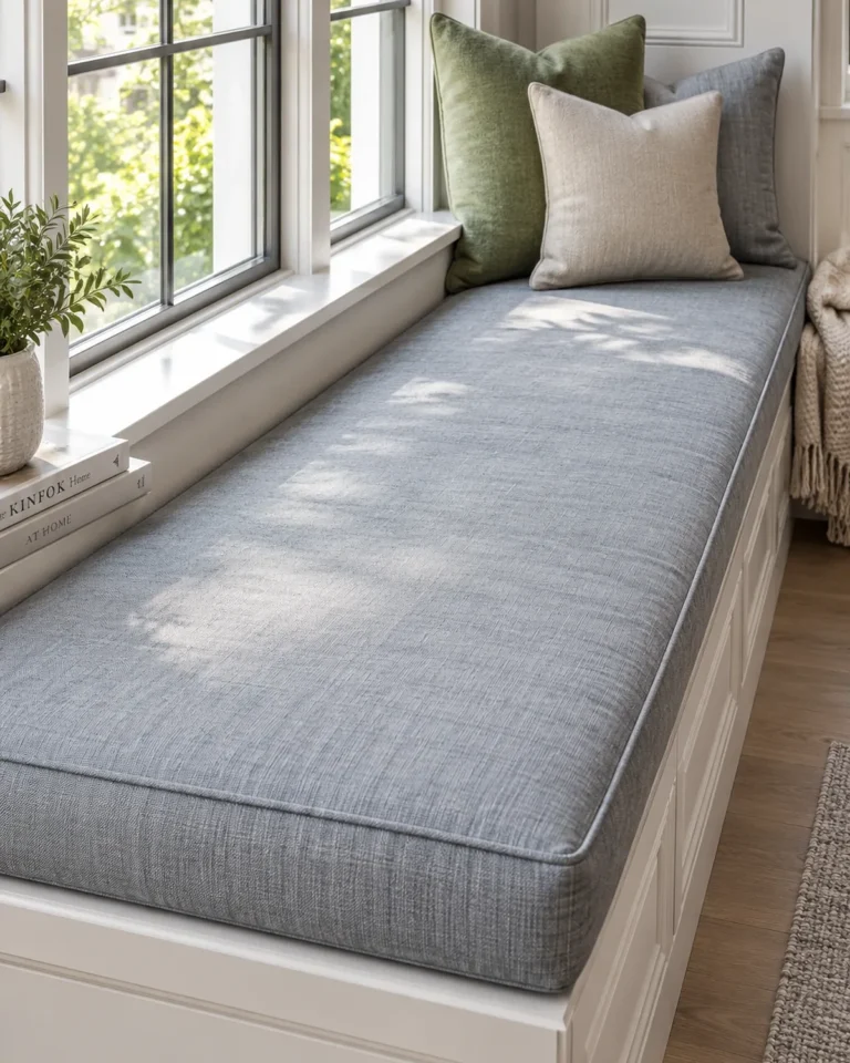 Completed made-to-measure cushion work, a window seat