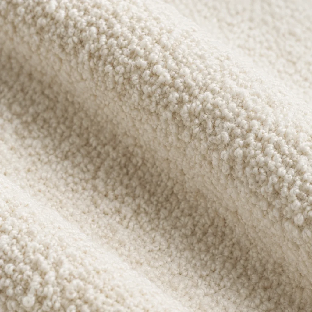 Swatch of boucle for custom upholstery
