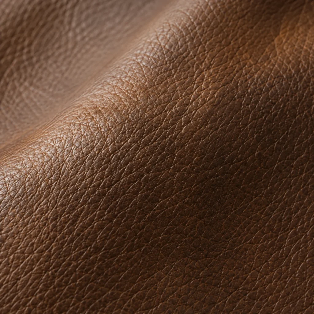 Swatch of aniline leather for custom upholstery