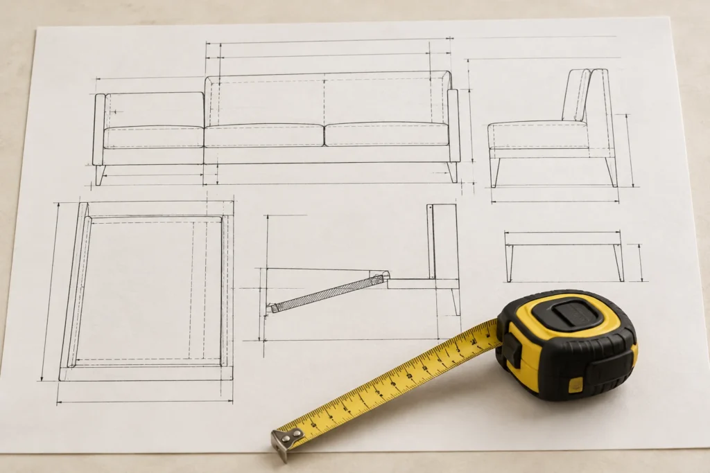 Step in a custom upholstery project: measure