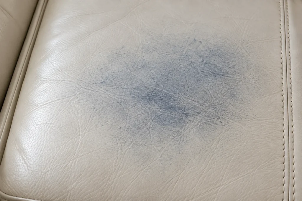 Dye transfer on leather, months old