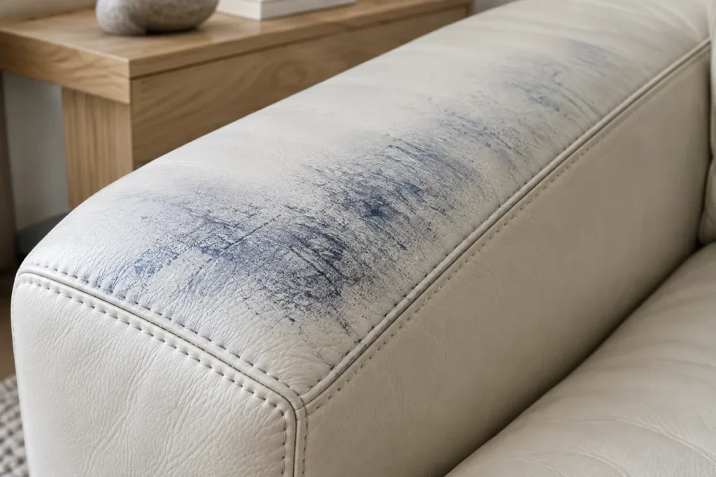 Dye transfer on leather: armrest