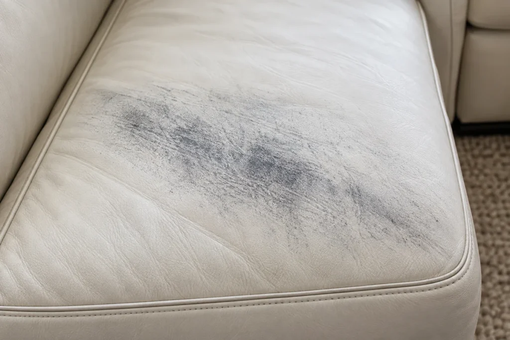 Dye transfer on pale leather
